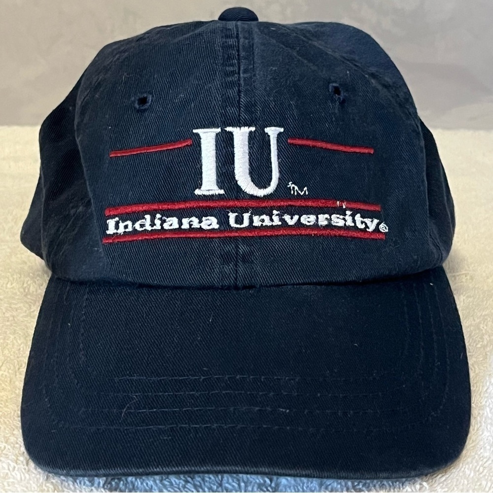 Indiana University Fitted Size 7-1/8 Navy Blue Cotton Ball Cap by The Game - Picture 15 of 15